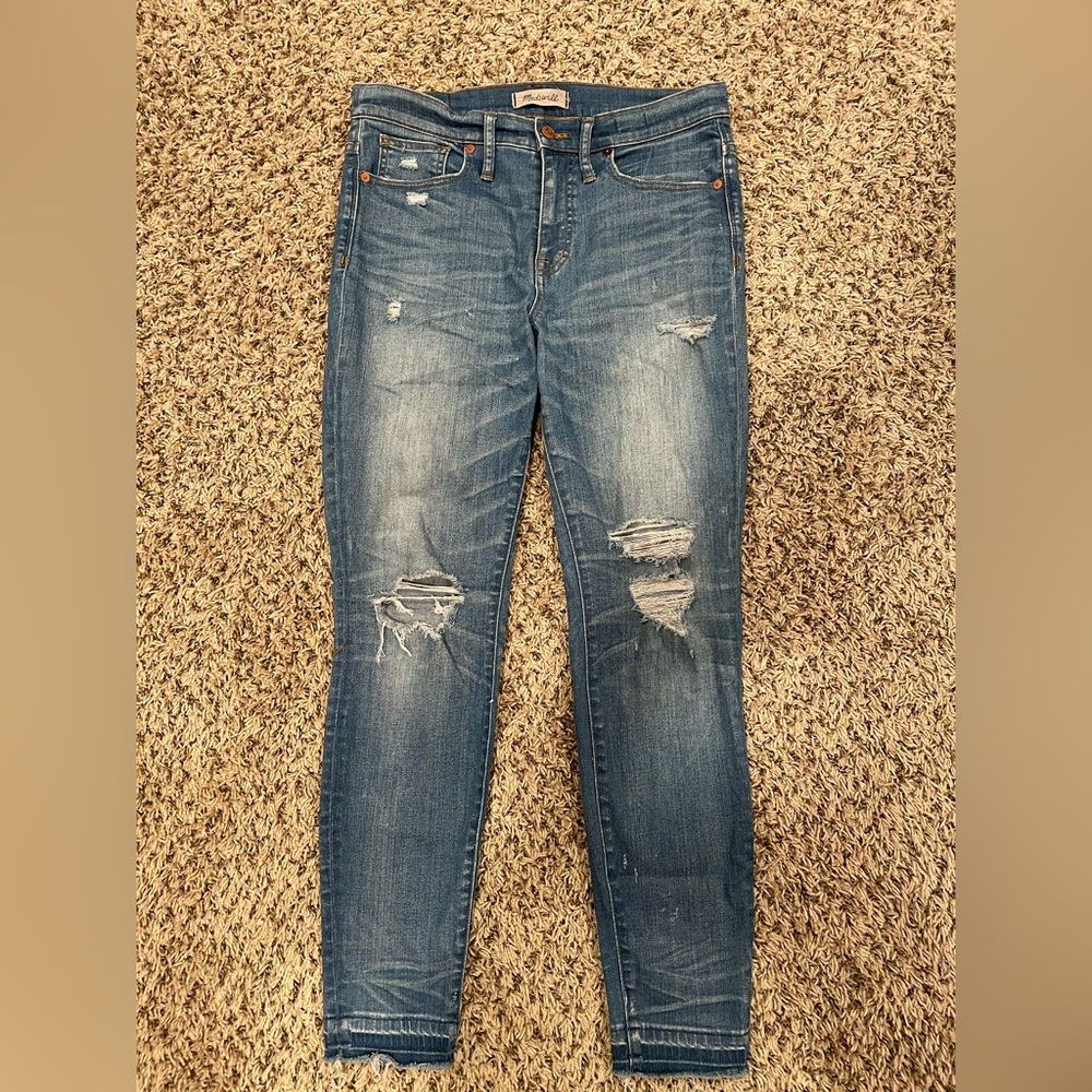 Madewell Distressed Skinny Jeans in Blue